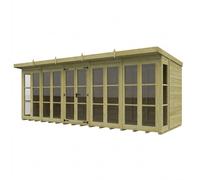 Buttercup Farm 20ft x 6ft Georgian Pent Summer House - Pressure Treated Timber in Brown Buttercup Farm Brown
