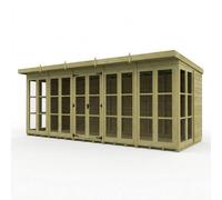 Buttercup Farm 20ft x 7ft Georgian Pent Summer House - Pressure Treated Timber in Brown Buttercup Farm Brown