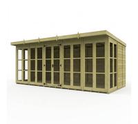 Buttercup Farm 20ft x 9ft Georgian Pent Summer House - Pressure Treated Timber in Brown Buttercup Farm Brown