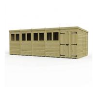 Buttercup Farm 20ft x 9ft Pent Garden Shed Double Door With Windows - Timber in Brown Buttercup Farm Brown