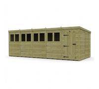 Buttercup Farm 20ft x 9ft Pent Garden Shed Single Door With Windows - Timber in Brown Buttercup Farm Brown