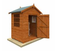 Buttercup Farm 3 X 4 Feet Mini Den 12mm Shed - Solid Wood/softwood/pine - L85 X W115 X H158.4 Cm - Burnt Orange