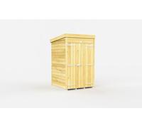 Buttercup Farm 4 X 4 Feet Pent Shed - Double Door Without Windows - Wood - L118 X W127 X H201 Cm