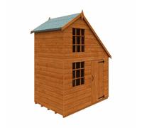 Buttercup Farm 4 X 6 Feet Clubhouse 12mm Shed - Solid Wood/softwood/pine - L115 X W175 X H223.5 Cm - Burnt Orange