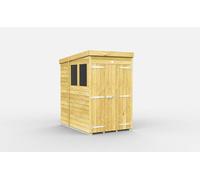 Buttercup Farm 4 X 7 Feet Pent Shed - Double Door With Windows - Wood - L214 X W127 X H201 Cm