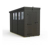 Buttercup Farm 4ft x 10ft Composite Pent Garden Shed Single Door With Windows - Grey Buttercup Farm Grey