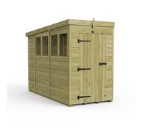 Buttercup Farm 4ft x 10ft Pent Garden Shed Single Door With Windows - Timber in Brown Buttercup Farm Brown