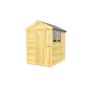 Buttercup Farm 5 x 6 Feet Apex Shed - Single Door W/ Windows - L187 x W147 x H217 cm in Brown Buttercup Farm Brown