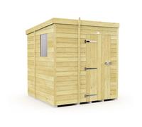 Buttercup Farm 5 x 6 Feet Pent Shed - Single Door W/ Windows - L178 x W158 x H201 cm in Brown Buttercup Farm Brown
