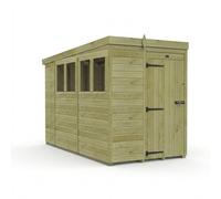 Buttercup Farm 5ft x 10ft Pent Garden Shed Single Door With Windows - Timber in Brown Buttercup Farm Brown