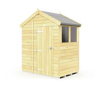 Buttercup Farm 6 x 4 Feet Apex Shed - Single Door W/ Windows - L127 x W175 x H217 cm in Brown Buttercup Farm Brown