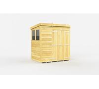 Buttercup Farm 6 X 4 Feet Pent Shed - Double Door With Windows - Wood - L118 X W185 X H201 Cm