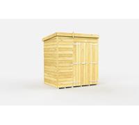 Buttercup Farm 6 X 4 Feet Pent Shed - Double Door Without Windows - Wood - L118 X W185 X H201 Cm