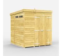 Buttercup Farm 6 x 6 Feet Pent Security Shed - Double Door - L178 x W185 x H201 cm in Brown Buttercup Farm Brown