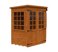 Buttercup Farm 6 X 6 Feet Pentagon Cornerhouse 12mm Shed - Solid Wood/softwood/pine - L175 X W175 X H209 Cm - Burnt Orange