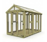 Buttercup Farm 6ft x 10ft Apex Toughened Glass Greenhouse - Pressure Treated Timber in Brown Buttercup Farm Brown