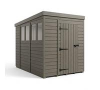 Buttercup Farm 6ft x 10ft Composite Pent Garden Shed Single Door With Windows - Grey Buttercup Farm Grey