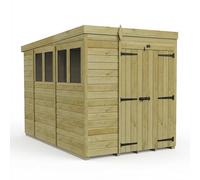 Buttercup Farm 6ft x 10ft Pent Garden Shed Double Door With Windows - Timber in Brown Buttercup Farm Brown
