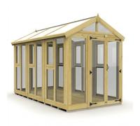 Buttercup Farm 6ft x 12ft Apex Toughened Glass Greenhouse - Pressure Treated Timber in Brown Buttercup Farm Brown