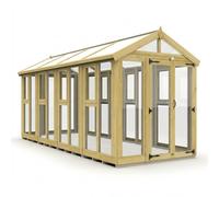 Buttercup Farm 6ft x 16ft Apex Toughened Glass Greenhouse - Pressure Treated Timber in Natural Buttercup Farm Natural