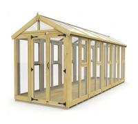 Buttercup Farm 6ft x 20ft Apex Glass Greenhouse - Pressure Treated Timber in Brown Buttercup Farm Brown
