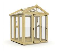 Buttercup Farm 6ft x 6ft Apex Toughened Glass Greenhouse - Pressure Treated Timber in Brown Buttercup Farm Brown