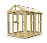 Buttercup Farm 6ft x 8ft Apex Toughened Glass Greenhouse - Pressure Treated Timber in Brown Buttercup Farm Brown