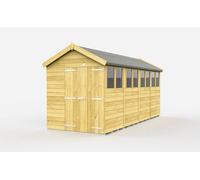 Buttercup Farm 7 X 16 Feet Apex Shed - Double Door With Windows - Wood - L472 X W214 X H217 Cm