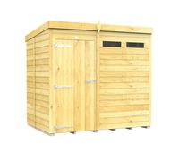 Buttercup Farm 7 x 5 Feet Pent Security Shed - Single Door - L147 x W214 x H201 cm in Brown Buttercup Farm Brown