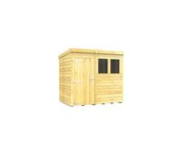 Buttercup Farm 7 x 5 Feet Pent Shed - Single Door W/ Windows - L147 x W214 x H201 cm in Brown Buttercup Farm Brown