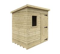 Buttercup Farm 7 X 5 Feet Tanalised Deluxe Pent 16mm Shed - Solid Wood/softwood/pine - L205 X W145 X H207.3 Cm - Green