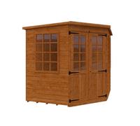 Buttercup Farm 7 X 7 Feet Pentagon Cornerhouse 12mm Shed - Solid Wood/softwood/pine - L205 X W205 X H209 Cm - Burnt Orange