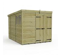 Buttercup Farm 7ft x 10ft Pent Garden Shed Double Door With Windows - Timber in Brown Buttercup Farm Brown