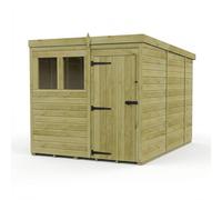 Buttercup Farm 7ft x 10ft Pent Garden Shed Single Door With Windows - Timber in Brown Buttercup Farm Brown