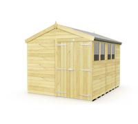 Buttercup Farm 8 X 10 Feet Apex Shed - Double Door With Windows - Wood - L302 X W231 X H217 Cm