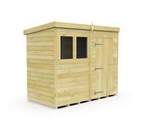Buttercup Farm 8 X 4 Feet Pent Security Shed - Double Door - Wood - L118 X W243 X H201 Cm