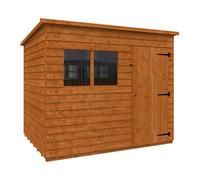 Buttercup Farm 8 X 6 Feet Budget Pent 9mm Shed - Solid Wood/softwood/pine - L235 X W175 X H204.1 Cm - Burnt Orange