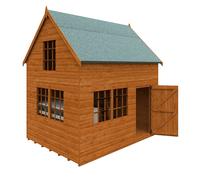 Buttercup Farm 8 x 6 Feet Country Cottage 12mm Shed - Solid Wood/Softwood/Pine in Burnt Orange Buttercup Farm Burnt Orange
