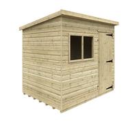 Buttercup Farm 8 X 6 Feet Tanalised Deluxe Pent 16mm Shed - Solid Wood/softwood/pine - L235 X W175 X H207.3 Cm - Green