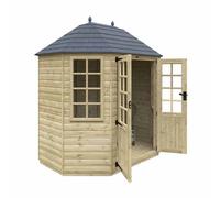 Buttercup Farm 8 X 6 Feet Tanalised Octagonal 16mm Shed - Solid Wood/softwood/pine - L241 X W181 X H272 Cm - Green
