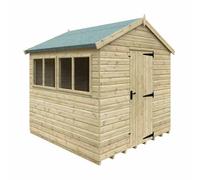 Buttercup Farm 8 X 8 Feet Apex Premier 16mm Shed - Solid Wood/softwood/pine - L235 X W235 X H256.3 Cm - Green