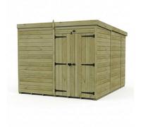 Buttercup Farm 8ft x 10ft Pent Garden Shed Double Door No Windows - Timber in Brown Buttercup Farm Brown