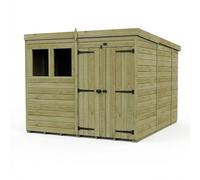 Buttercup Farm 8ft x 10ft Pent Garden Shed Double Door With Windows - Timber in Brown Buttercup Farm Brown