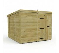 Buttercup Farm 8ft x 10ft Pent Garden Shed Single Door No Windows - Timber in Brown Buttercup Farm Brown
