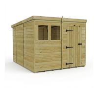 Buttercup Farm 8ft x 10ft Pent Garden Shed Single Door With Windows - Timber in Brown Buttercup Farm Brown