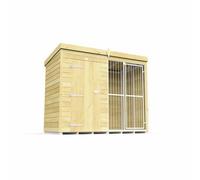 Buttercup Farm 8Ft X 4Ft Dog Kennel And Run Full Height With Bars - Wood - L118 X W243 X H201 Cm
