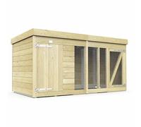 Buttercup Farm 8ft x 4ft Dog Kennel and Run - Wood - L127 x W243 x H127 cm