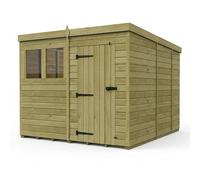 Buttercup Farm 8ft x 9ft Pent Garden Shed Single Door With Windows - Timber in Brown Buttercup Farm Brown
