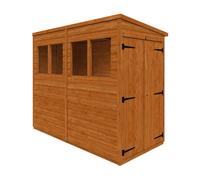 Buttercup Farm 8X4 Flex Pent Double Door 12mm Flex - L238.8 X W115 X H203 Cm - Solid Wood/softwood/pine - Burnt Orange