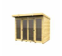 Buttercup Farm 8x8 ft Pent Summer House (Full Height Window) - L231 x W243 x H201 cm in Brown Buttercup Farm Brown